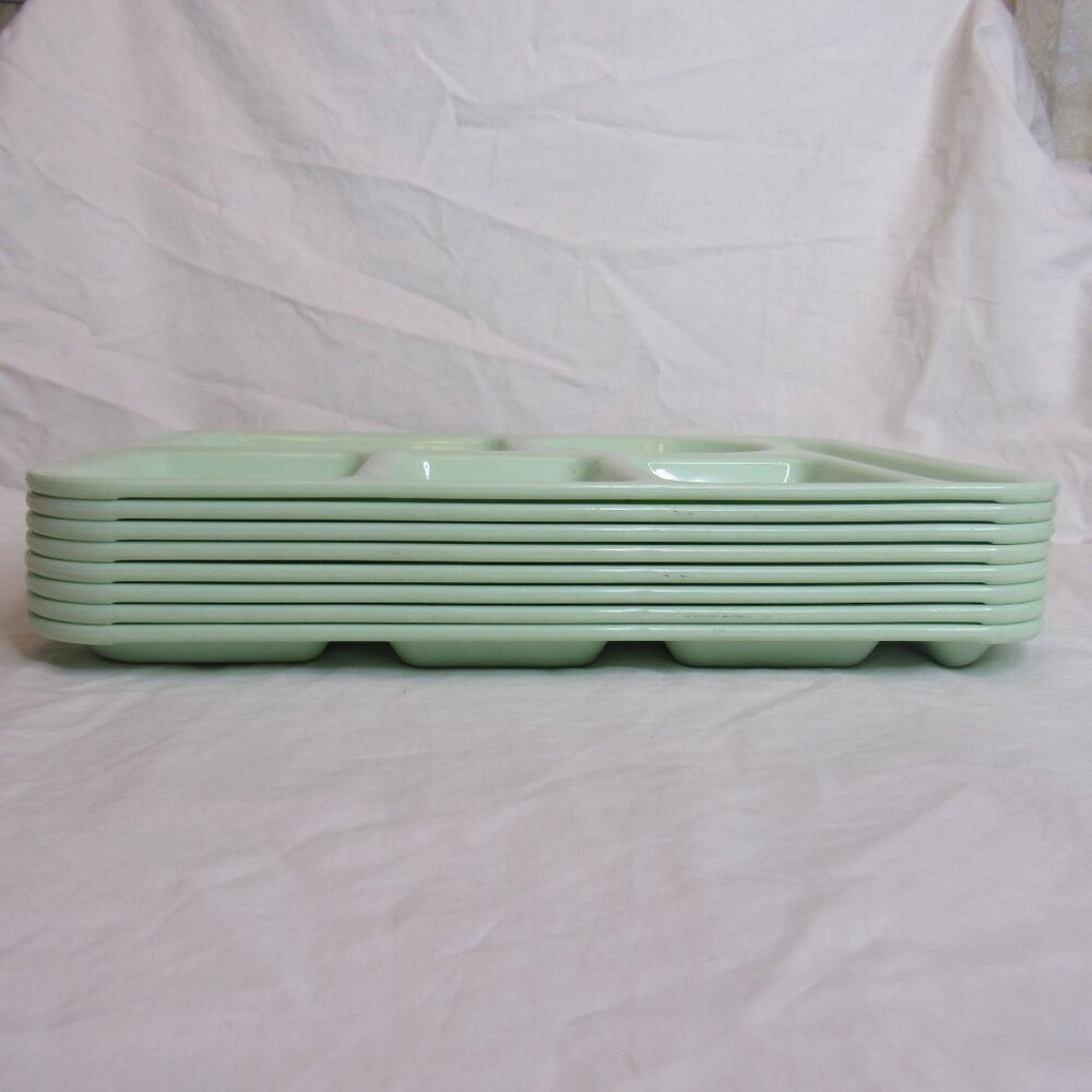 Vintage SiLite School Divided Lunch Cafeteria Tray Green Lot of 8 Trays - Picture 4 of 4